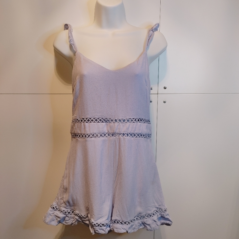 Blue Blush Sky Blue Ruffle Romper Medium Boho Coastal - Picture 7 of 7